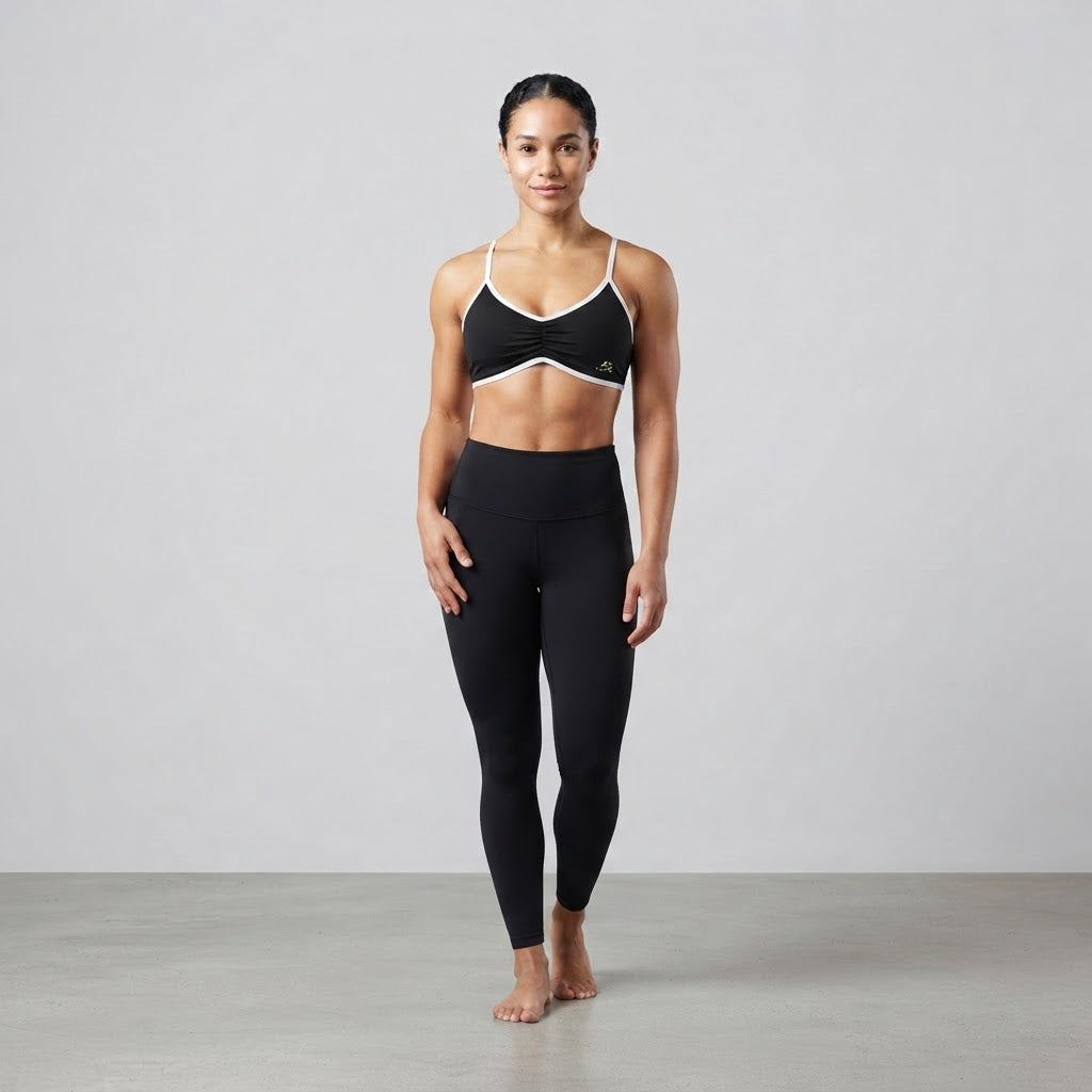 Lumax Women's Colour Block Ruched V-Neck Sports Bra